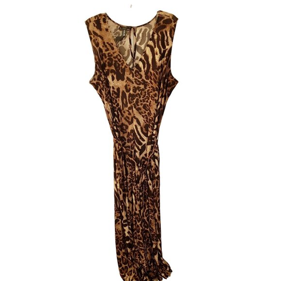 Coldesina Animal Print Relaxed Fit Wide Leg Jumpsuit Pockets 2x/3x EUC - Picture 2 of 9